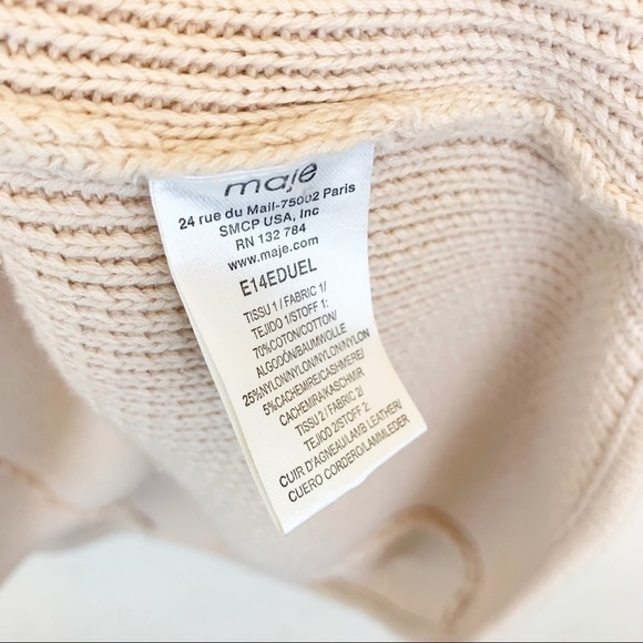 Maje Womens Size Small Sweater Pull Eduel Poncho Style Puloover Lamb Leather - Picture 6 of 7